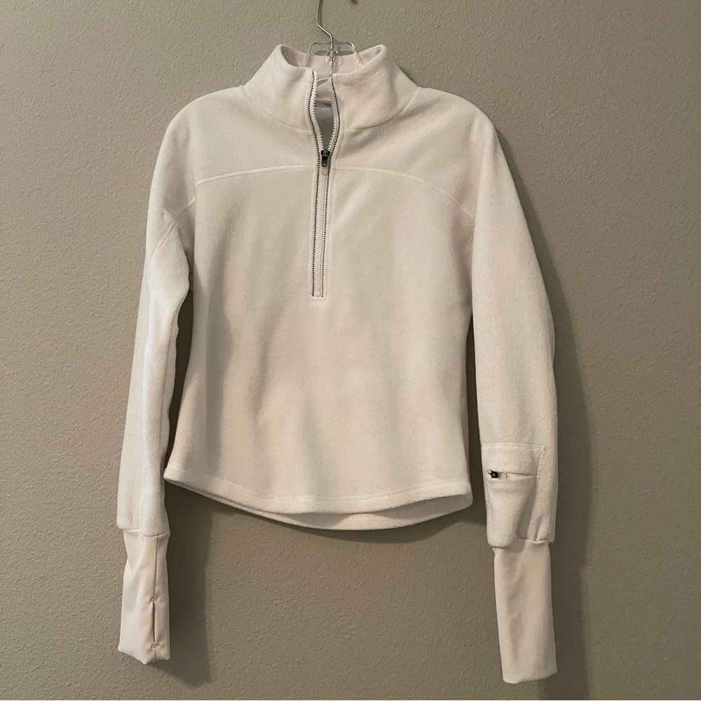 Free People Movement Great Heights Fleece White Workout Pullover
